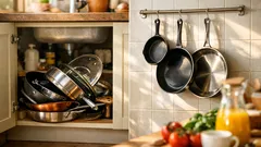 Come sistemare pentole e padelle senza pile: 2 strategie pratiche per una cucina più comoda